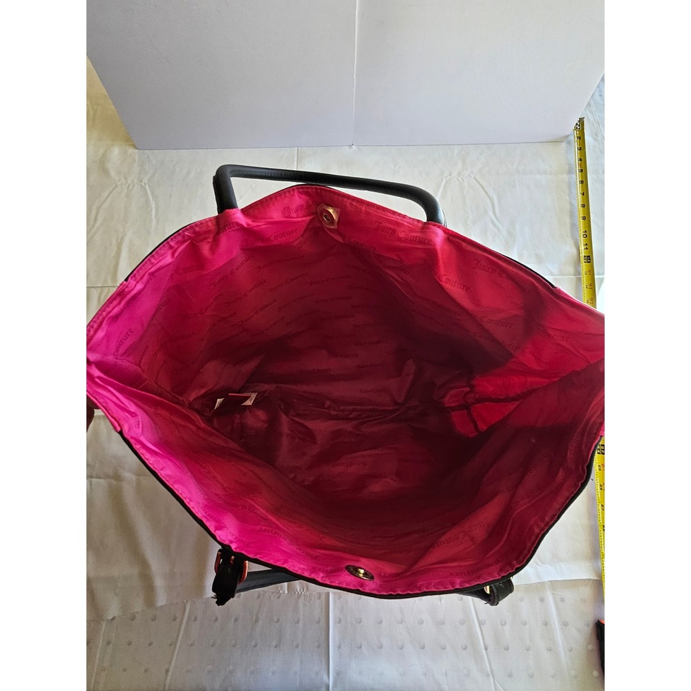 Juicy Couture‎ Black Pink Tote Bag Gold Hardware Zip Pocket Shoulder Bag - Picture 8 of 9